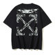 Spring and summer 2025 new OW sketch arrow pattern crew neck short sleeve men and women with the collection 2 wholesale generation