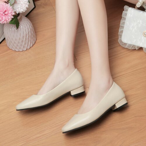  Autumn New Large Size 41 Square Toe Single Shoes Thick Heels Shallow Mouth Granny Shoes Comfortable Low Heels Four Seasons Women's Shoes Wholesale