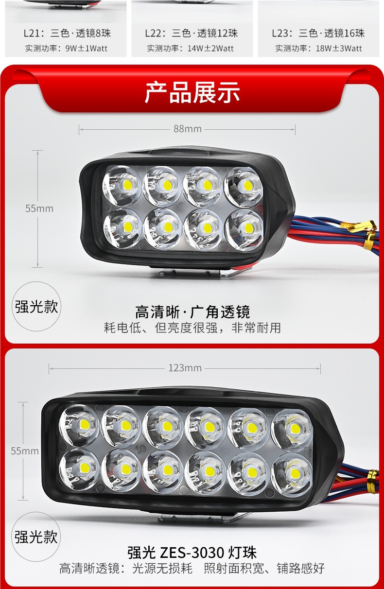 Electric Motorcycle Light Modified External Super Bright 12v60V LED Headlight
