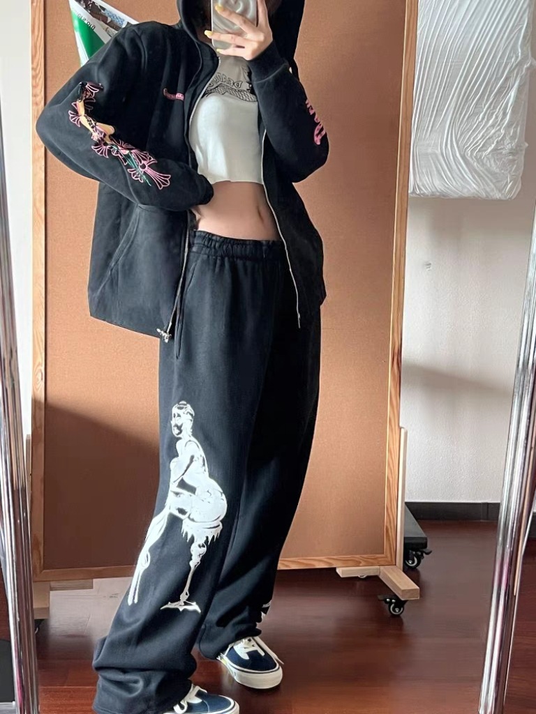 DeadlyDoll ~ americano perezoso hombre lento blanco y negro principal taza de pie alto de la mujer pull cordón elástico pantalones de cintura image 3