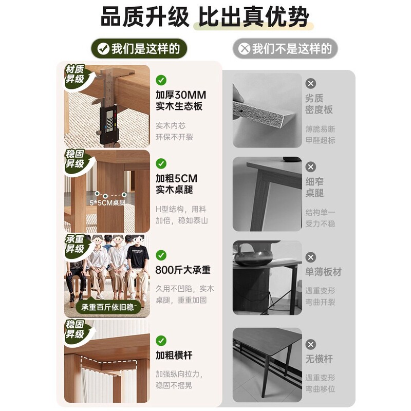 中古风餐桌椅组合客厅长条桌小户型家用吃饭桌子简约一体餐桌茶桌|undefined