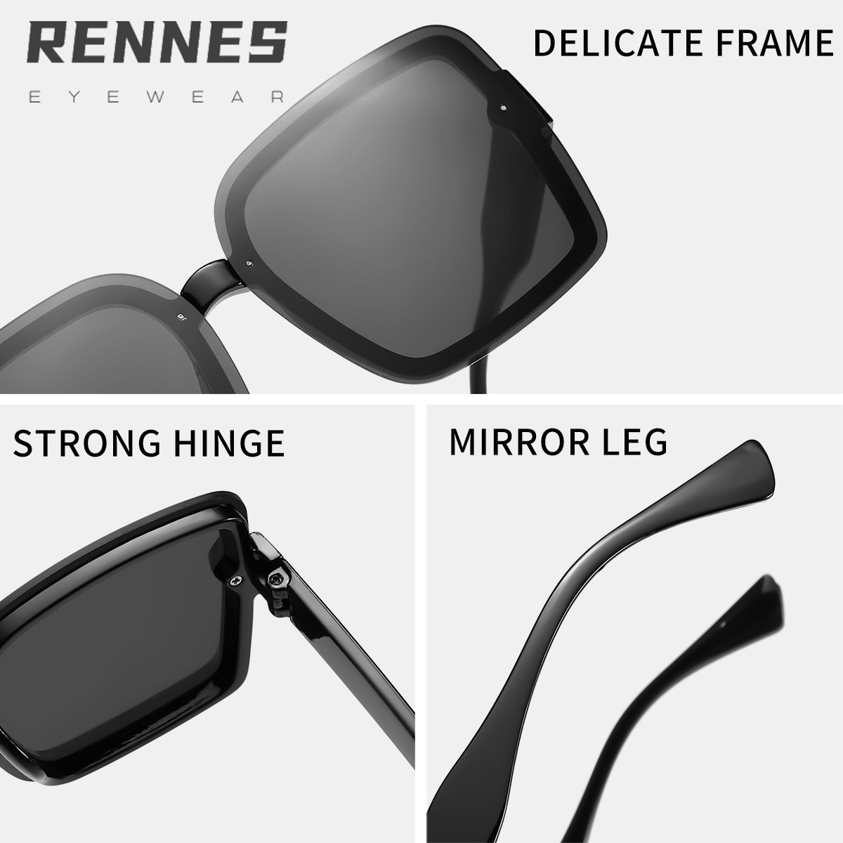 Venta al por mayor transfronteriza versión coreana de la caja para PC gafas de sol anti-ultravioleta para mujer Gafas de sol de forma cóncava de alta calidad Sunglasses