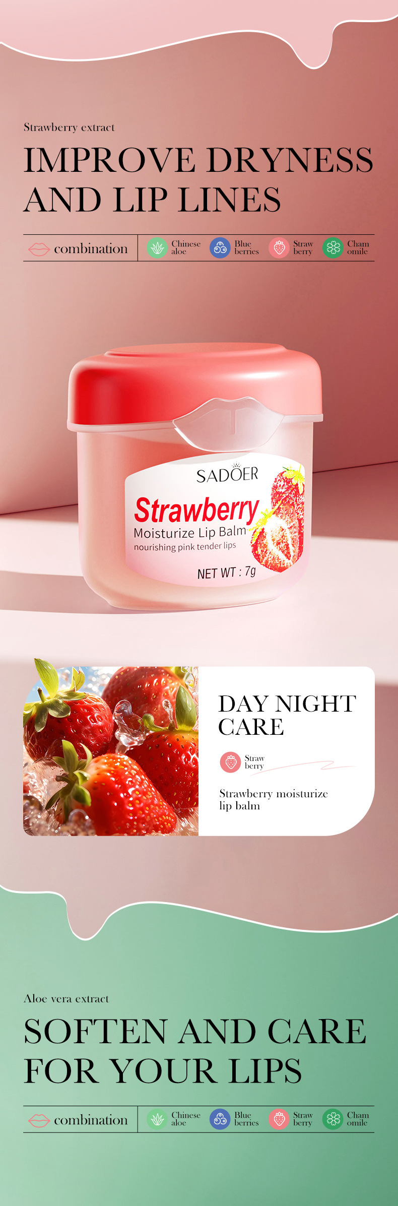 SADOER All English Strawberry Anti Cracking Moisturizing Lip Lippenstift_voghion.com