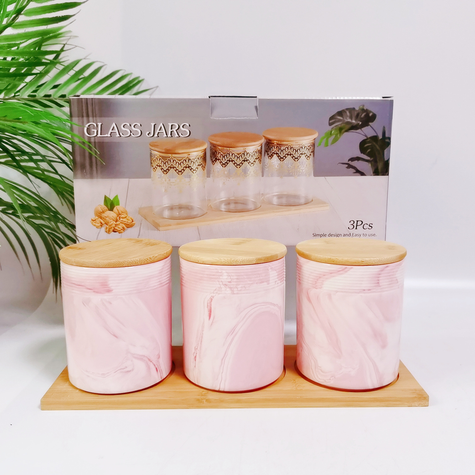 Transfronterizo de Oriente Medio Exportación de cerámica sellada Jar marbling color de almacenamiento de suelo Jar condimento Jar café té Jar