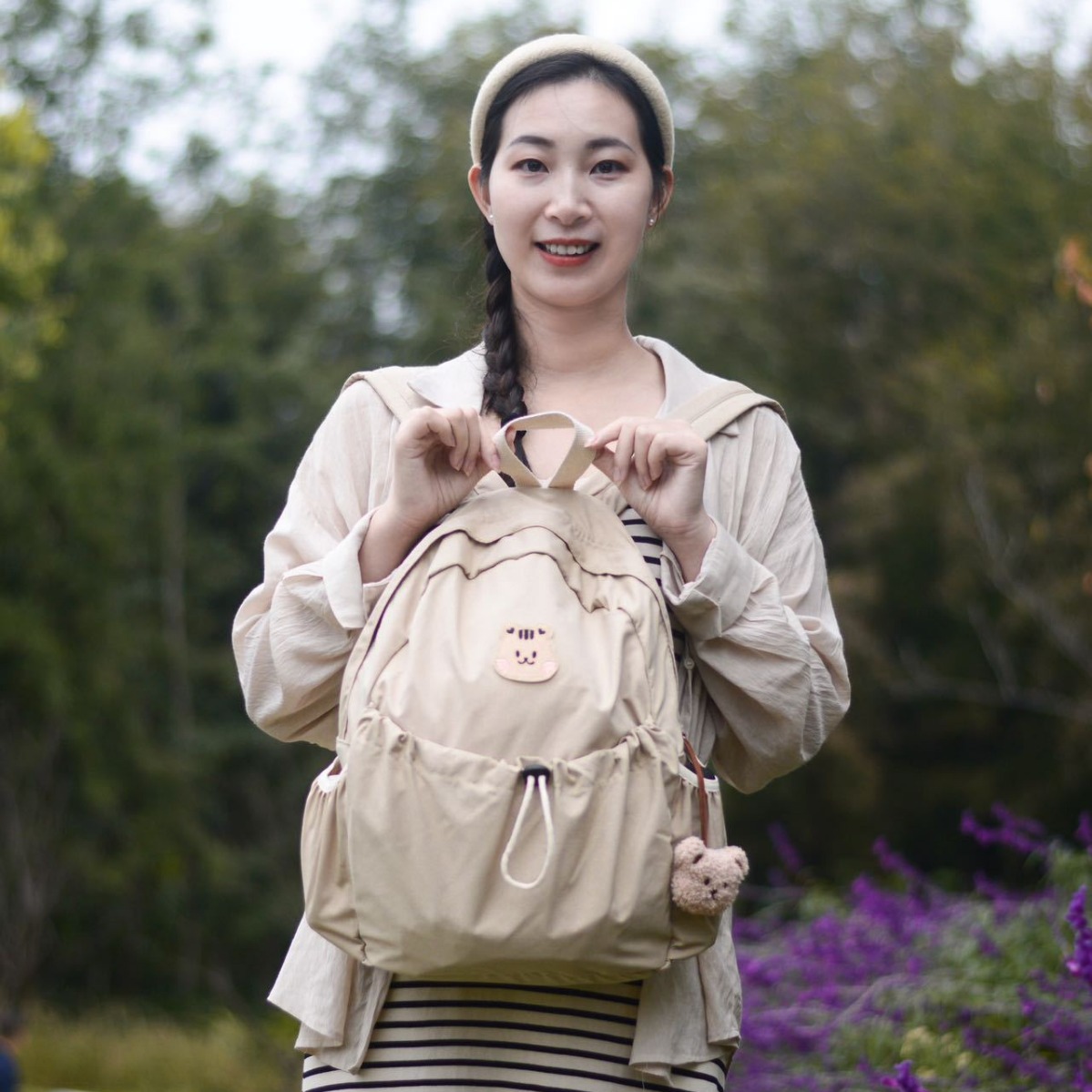 INS Korean style simple cartoon bear children's backpack, multi-functional and convenient storage mommy bag for parents and children when going out