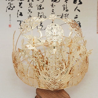 古风汉服发冠 DIY 镂空凤凰大发冠 新娘头饰 电泳保色凤冠