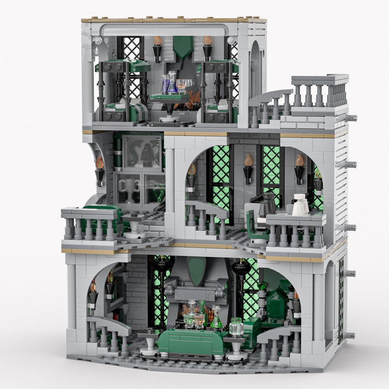 Moc-154155 Public Lounge and Dormitory Model and Interior Building Toy Set 1385 Particle Number