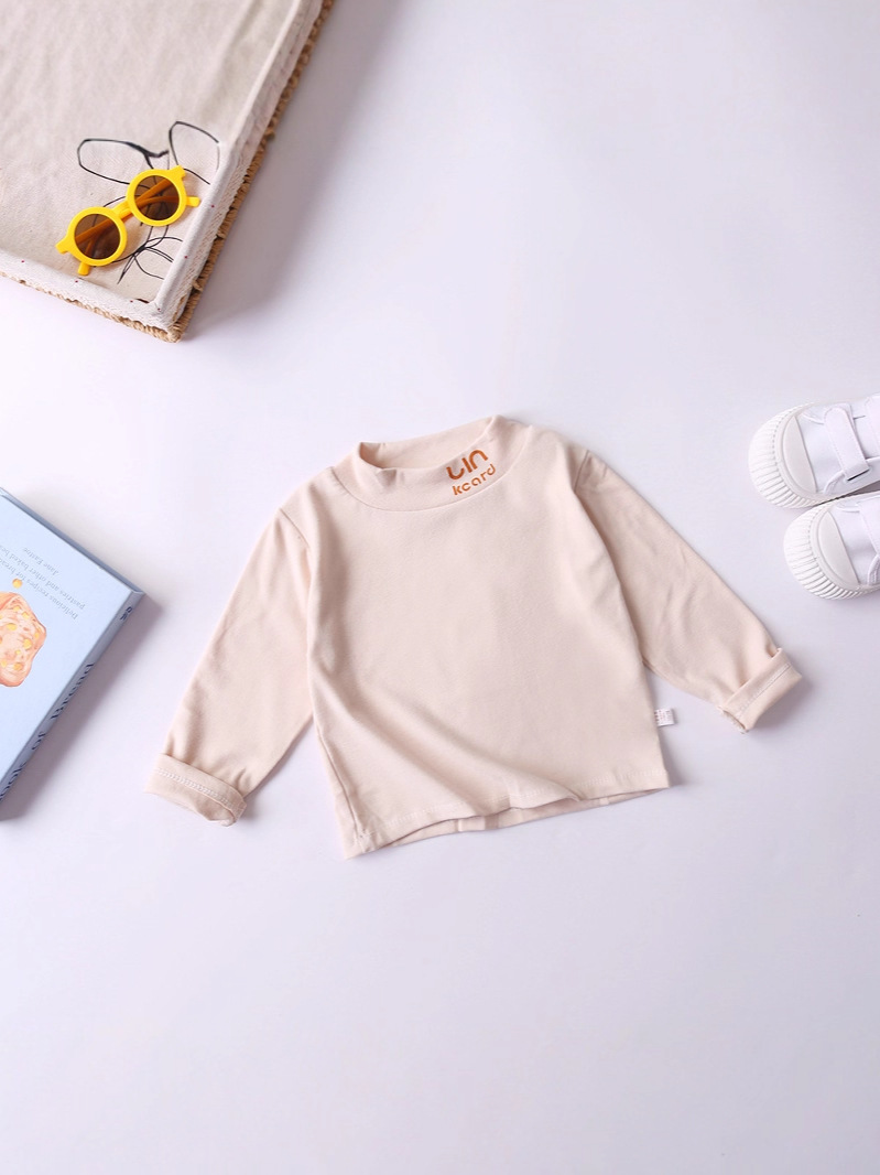 Camiseta interior personalizada para niños, top para niños, ropa interior para niñas, camiseta de manga larga para otoño e invierno, camiseta de cuello alto, cuello medio alto.