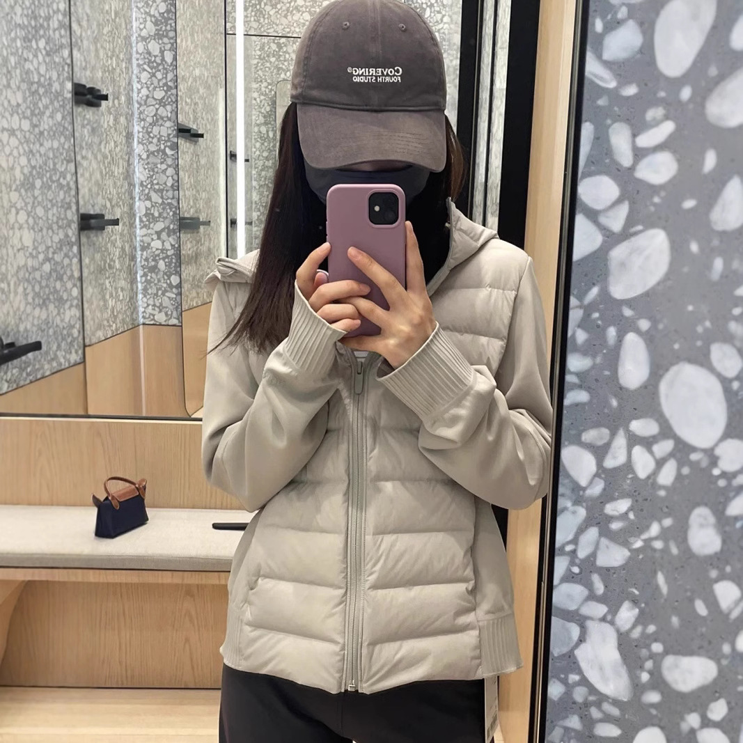 Lulu Lightweight Patchwork down Jacket down and Around Women's Hooded Jacket Sports Slim Jacket