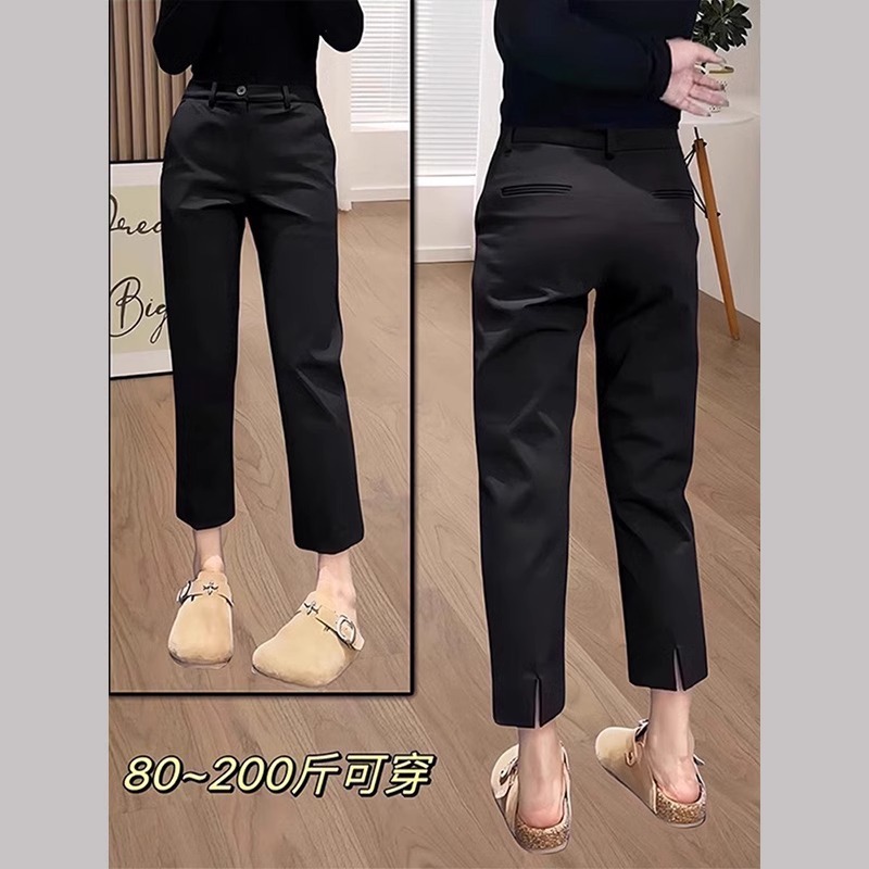 High-Waisted Slimming Straight-Leg Casual Suit Pants for Women, Summer New Plus-Size, Flattering Cigarette Cropped Trousers