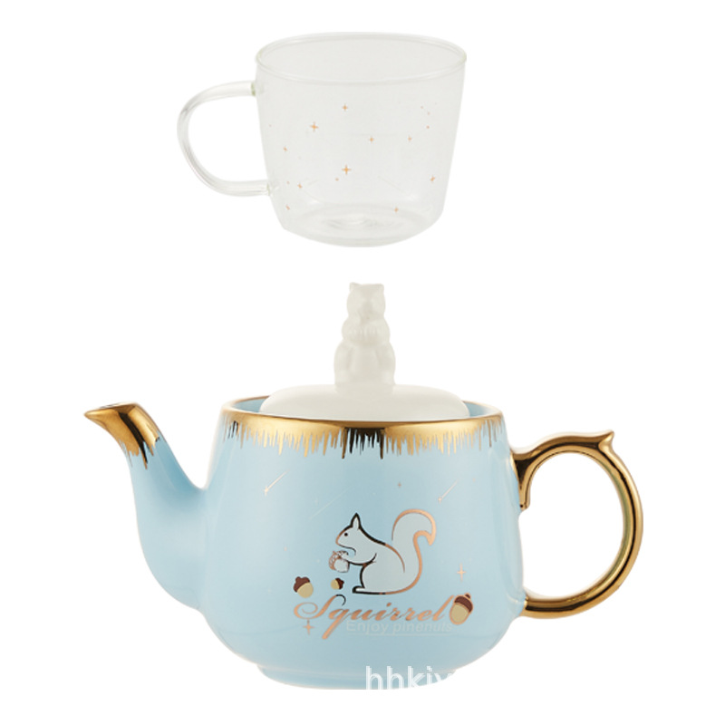 Ins solo juego de té cerámica ardilla Amazon Comercio exterior oferta especial puede agregar logotipo una olla taza regalo