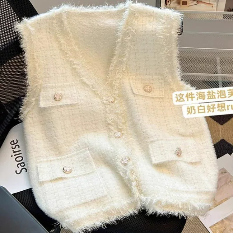 Осенний вязаный жилет, куртка, стиль Chanel