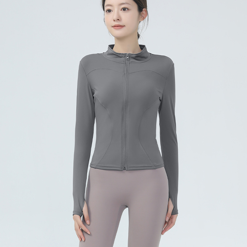 女性用フィットネスジャケット、スリムフィット、速乾性トップス、長袖プロランニングスポーツトレーニングヨガウェア、ピラティスフィットネスウェア|undefined