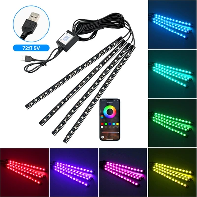 Other lights, atmosphere light car atmosphere light - one-drag-four-72-lights-usb-head-app-colorful