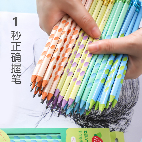 Zhenglin HB Color Rod Hole Hole Pen Wholesale Eco-Resin Colored Pen Rod Rubber Head Hole Hole Pen for Primary School Students Writing