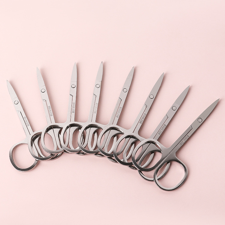 Hair trimming household beauty tools small scissors A for nose hair trimming curved head pointed beak eyebrow trimmer stainless steel scissors
