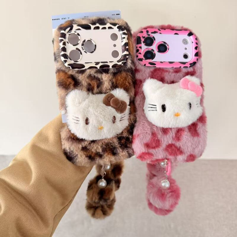 Three-Dimensional Hello Kitty Pearl Pendant with Fur Ball Suitable for Apple 14Promax Phone Case Apple 15/16 Three-Dimensional Hello Kitty Pearl Pendant with Fur Ball Suitable for Apple 14Promax Phone Case Apple 15/16