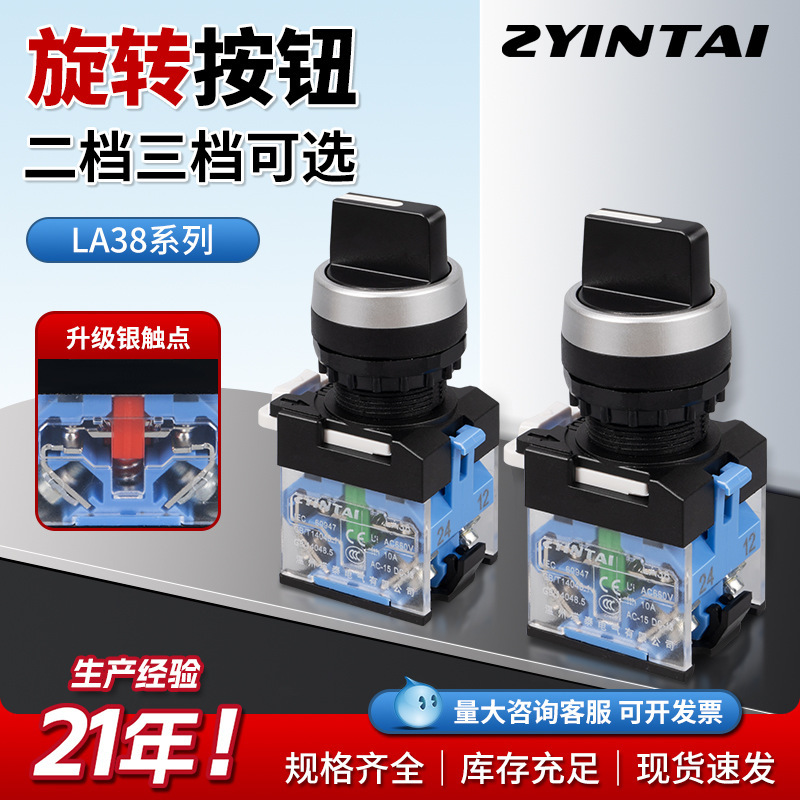 Supply of Rotary Switches with Silver Contacts in Various Specifications, Available in Two or Three Positions, with Button Options