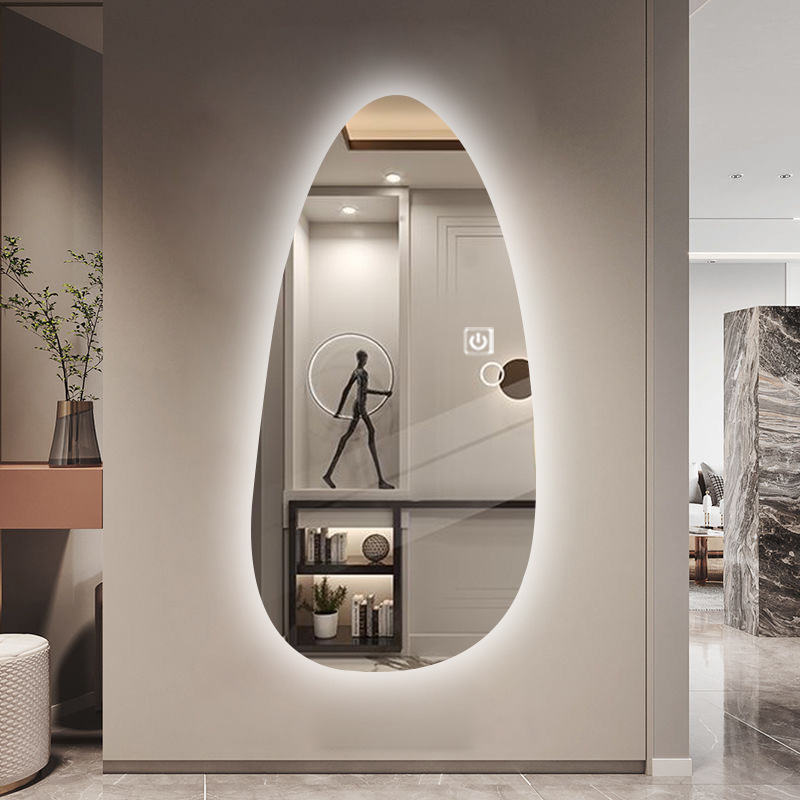 Designer-Style Teardrop-Shaped Smart Full-Length Mirror with Led Lighting, Creative Decorative Mirror, High-Definition and High-Quality