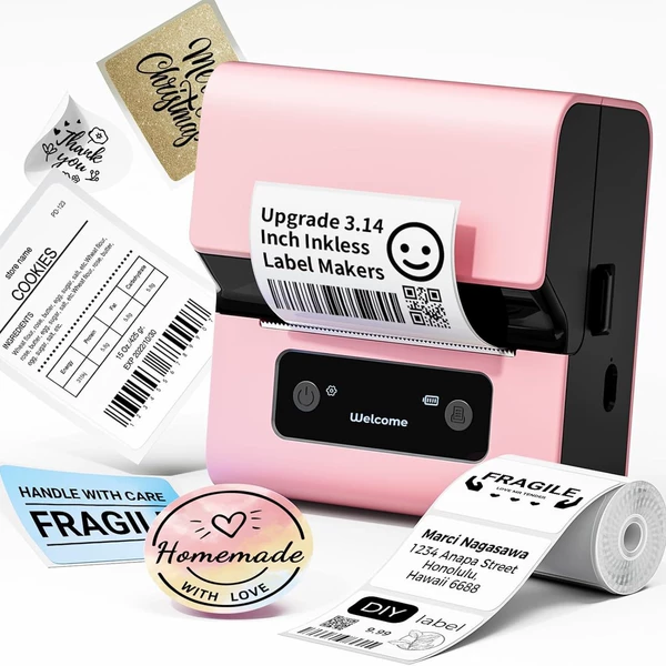 Three-inch [M221 English version] Pink black + 1 roll of printing paper