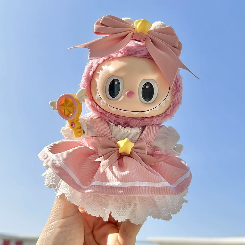 Только одежда] 17см подвеска с слепым ящиком Labubu одежда Labubu кукла детская одежда конус надевания комбинезоны милый и милый