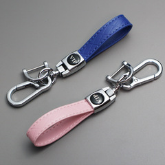 新款菱形壓印汽車鑰匙扣皮創意歐美鑰匙鏈簡約車用皮革鑰匙套批發