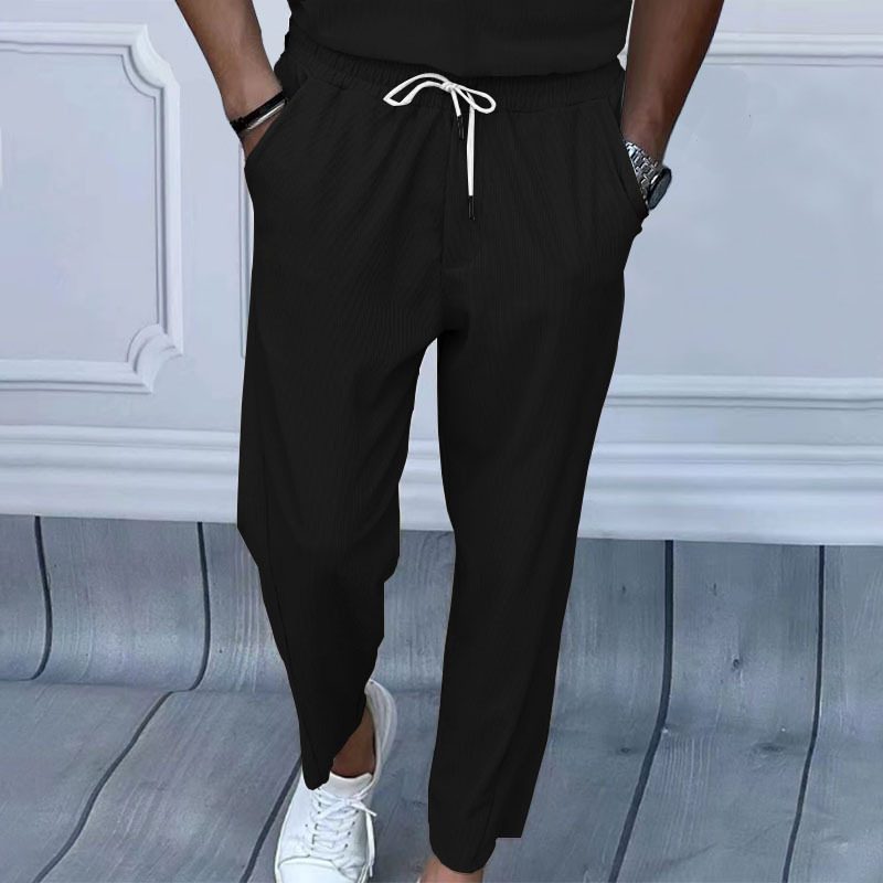 Pantalon long décontracté en velours côtelé pour homme, nouvelle collection printemps et été 2024, coupe ample, coupe droite, surdimensionnée, style américain_voghion.com