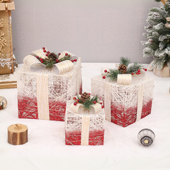 クリスマスリボン巻きギフトボックス ギフトボックスセット 3点セット クリスマスツリーの下の山 ホリデーデコレーション