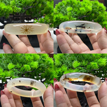 马达加斯加高冰飘花海洋玉髓手镯女款水草花意境玛瑙玉镯送礼佳品