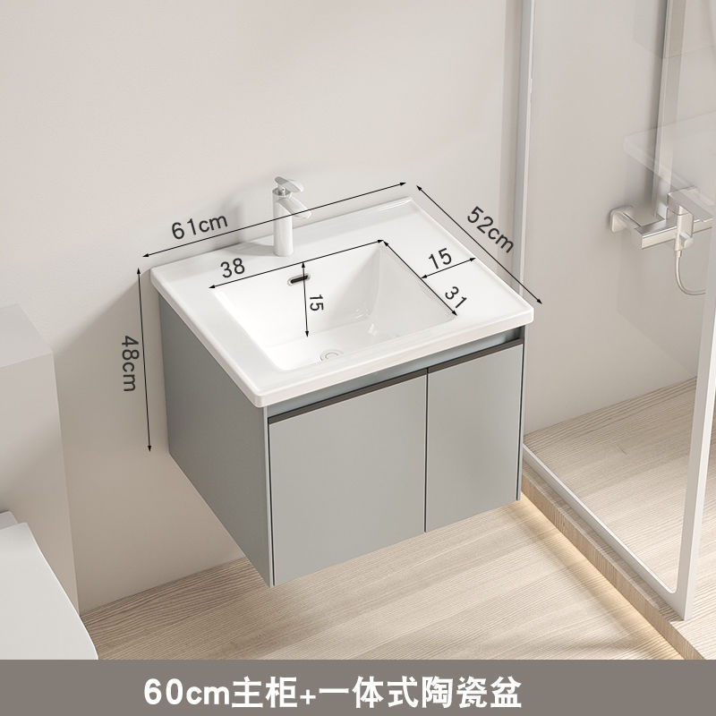 Gabinete de baño combinación de acero inoxidable que cuelga la pared del Gabinete cuarto de baño lavabo de almacenamiento espejo de almacenamiento rack de cerámica cuenca integrada