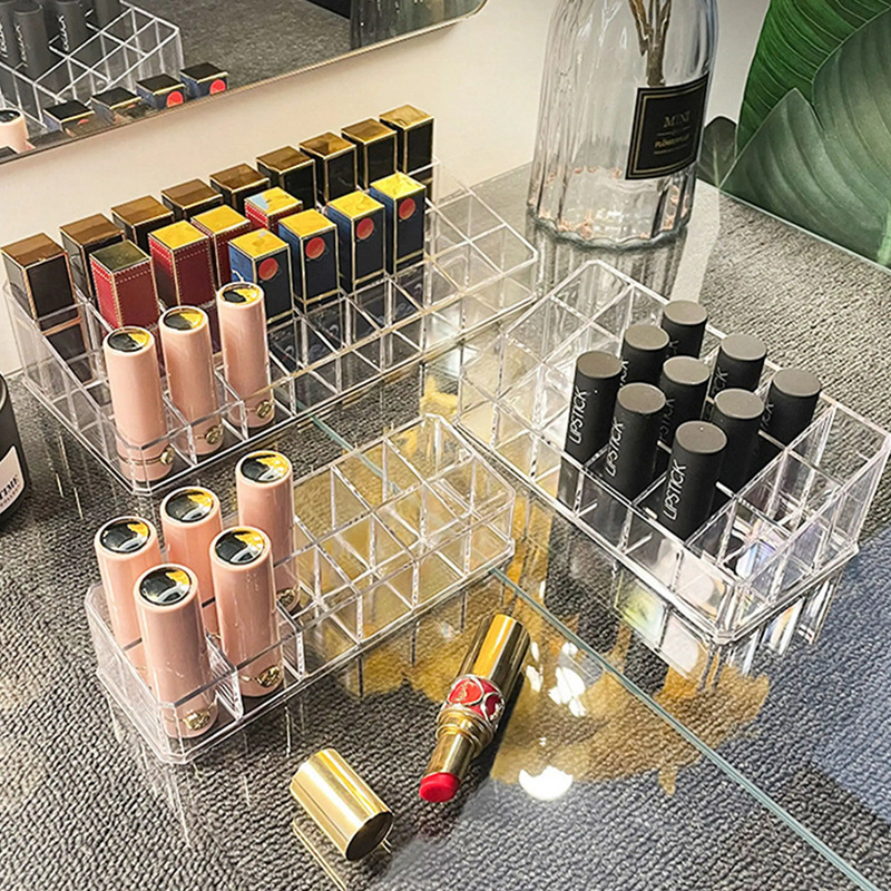 Lipstick storage box, dust-proof, for desktop use, to organize cosmetics and nail polish, transparent lipstick box, high-end lip gloss and lipstick organizer