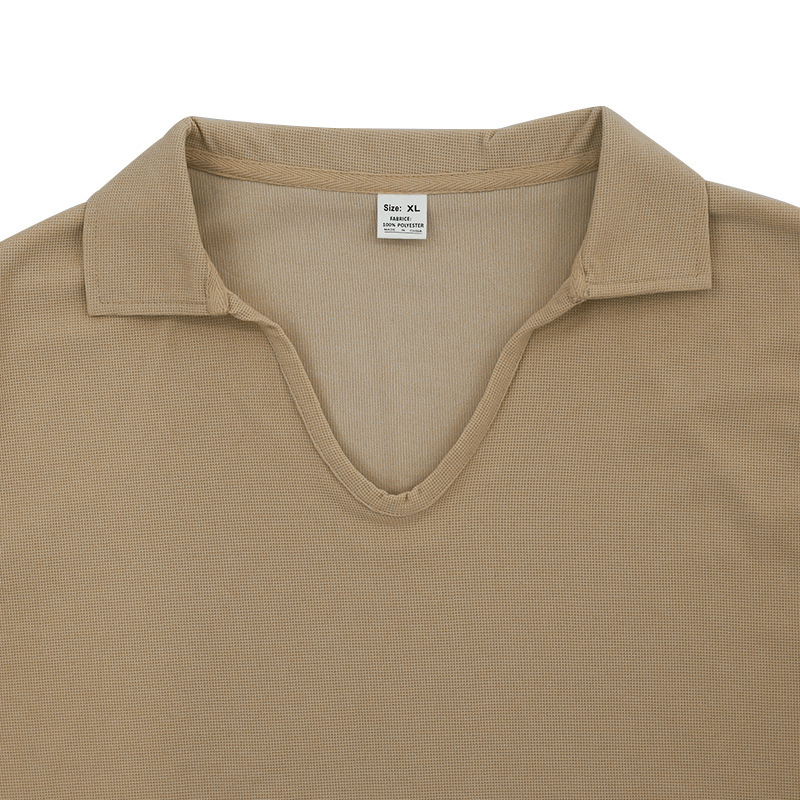 Podzimní a zimní americké pánské tričko s dlouhým rukávem, tenký střih, vaflový styl, slim fit, klopový pletený svetr pro muže_voghion.com