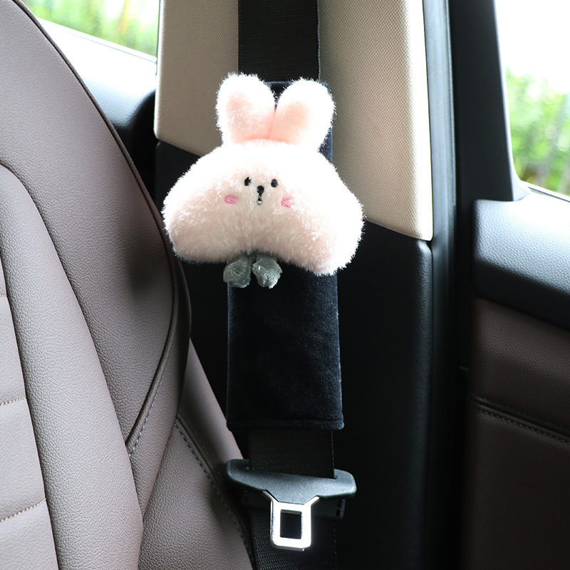 車のヘッドレストの首の枕のかわいい三日月のウサギの車内の枕の車の四季の通用のヘッドレストのネットの赤い爆発の対|undefined