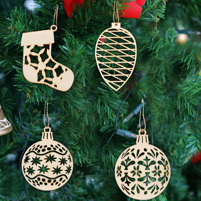 Christmas Decorations Wooden Pendants Holiday Party Decoration Supplies Arrangement Props Christmas Stockings Hollow Hanging Ornaments Christmas Decorations Wooden Pendants Holiday Party Decoration Supplies Arrangement Props Christmas Stockings Hollow Hanging Ornaments