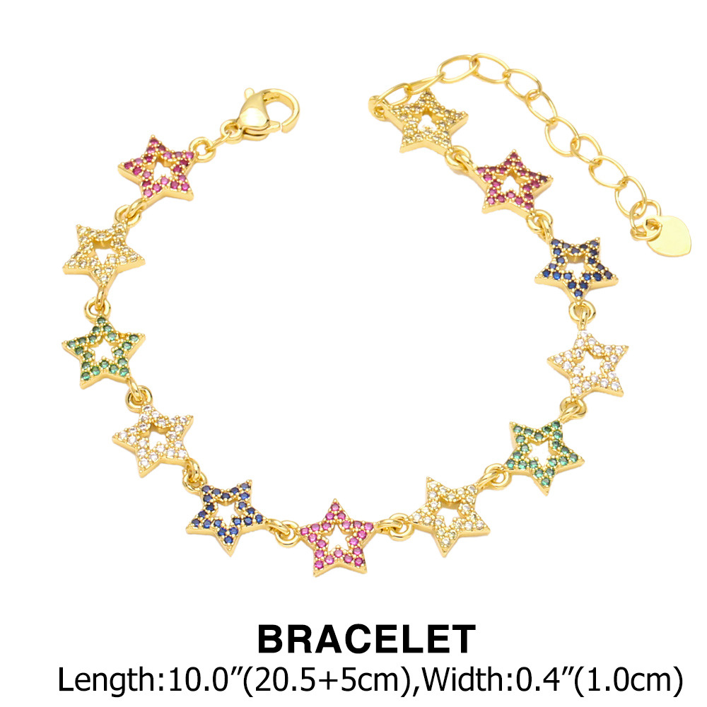 Fashion Star Copper Inlay Zircon Bracelets Necklace