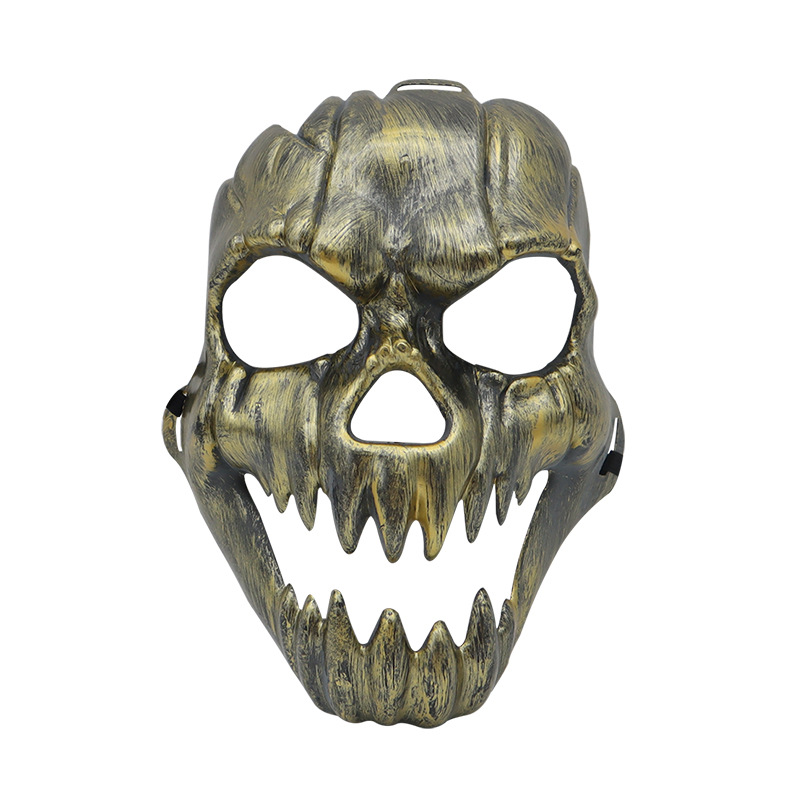 fiesta máscara de esqueleto dientes largos demonio esqueleto mitad cara máscara de lobo detrás máscara gigante disfraz de Halloween