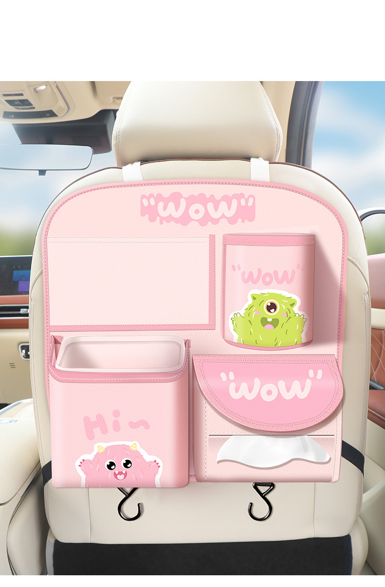 Car Storage Hanging Bag Multi-function Car Seat Back Storage Rack Rear Tissue Box Trash Can Storage Box