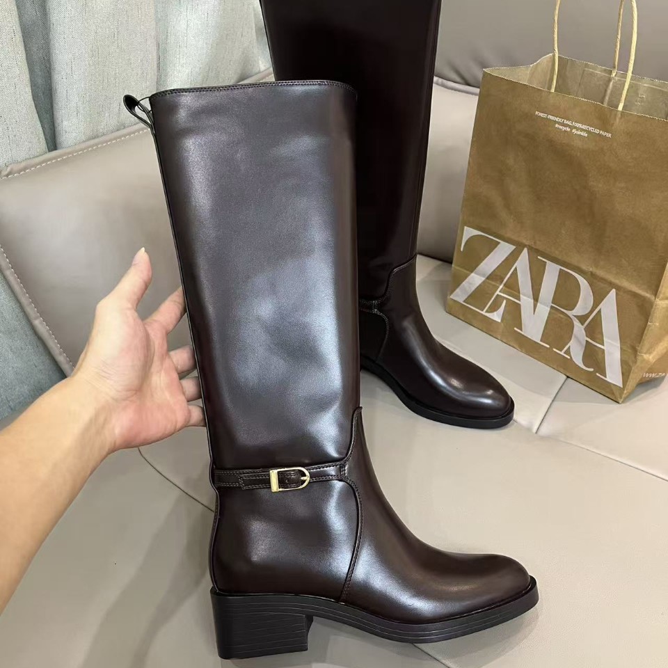 Za2025 New Autumn and Winter Fashionable Casual Thick-Soled Boots Low-Heeled Round-Toe Flats Boots Non-Slip Versatile Boots