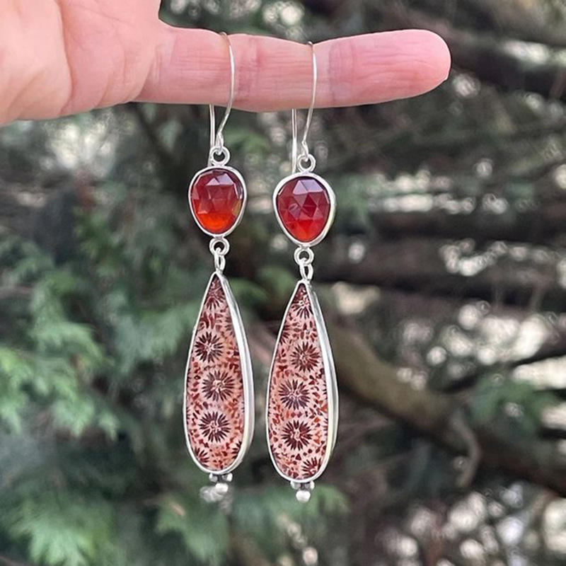 (Cross-border trading), ethnic retro earrings drop-shaped, accessory handmade, European style, ethnic style, print