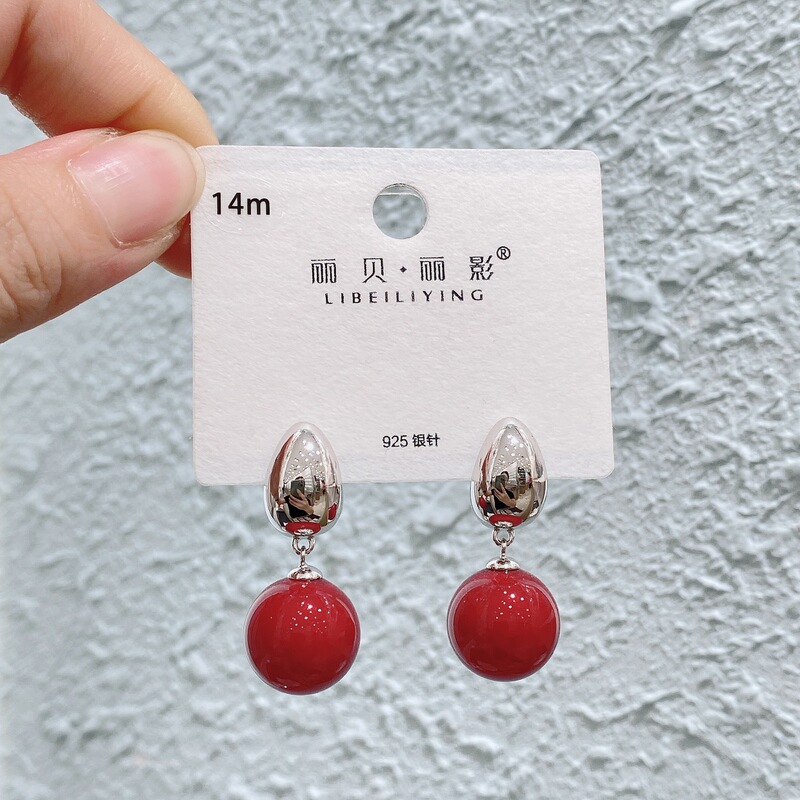 丽银/丽贝丽影红色系列耳饰复古时尚百搭氛围感滴油轻奢耳环预售|undefined