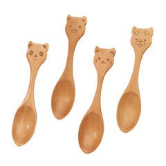 デザートスプーン木製調味ジャムスプーン卸売りかわいいアニメ食事木スプーン子供食器スプーン