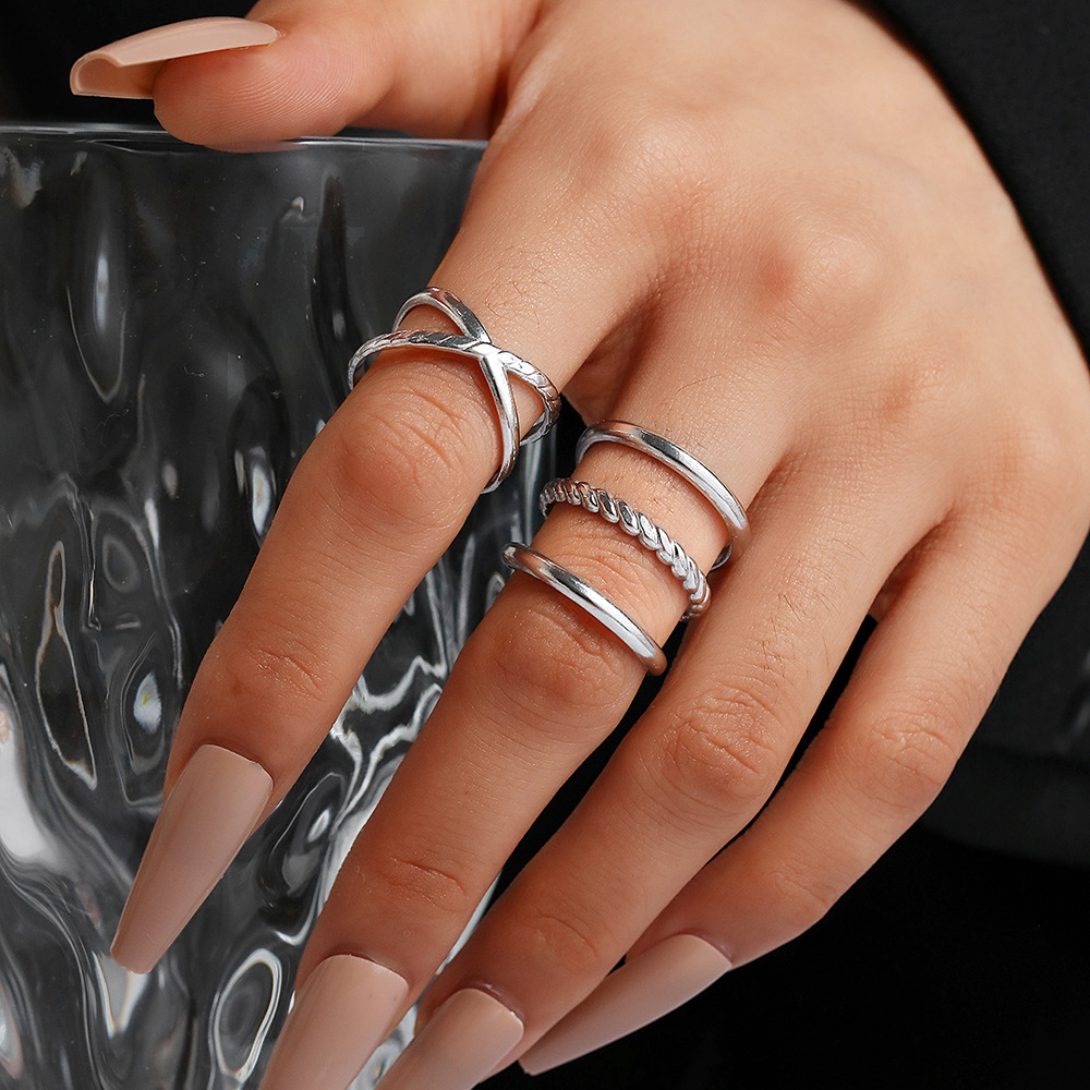 Plating Design Wholesale Jewelry Hip-Hop Retro Solid Color 304 Stainless Steel Plating Rings