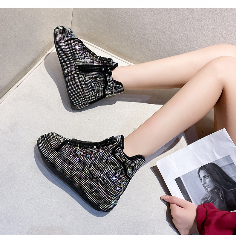 Europeiske varer Gypsophila tungindustri lyse diamant høye sko for kvinner 2023 vinter nye fløyel sport og fritid damesko allsidige_voghion.com