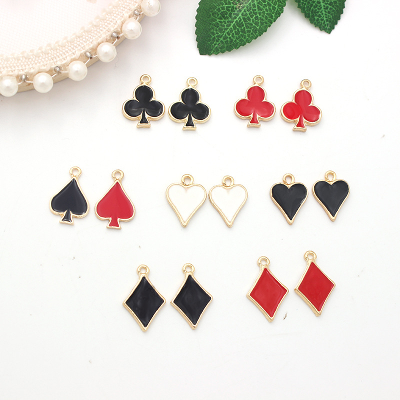 Alloy Material 10 PCS/Package 12*16mm Alloy Poker Heart Shape Pendant DIY Jewelry Accessories Bracelets