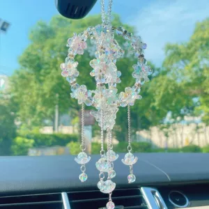 Cute Little Fish 3D Rotating Ball Car Pendant Lily of the Valley Car Decoration Hanging Ornament for Girls' Car Use