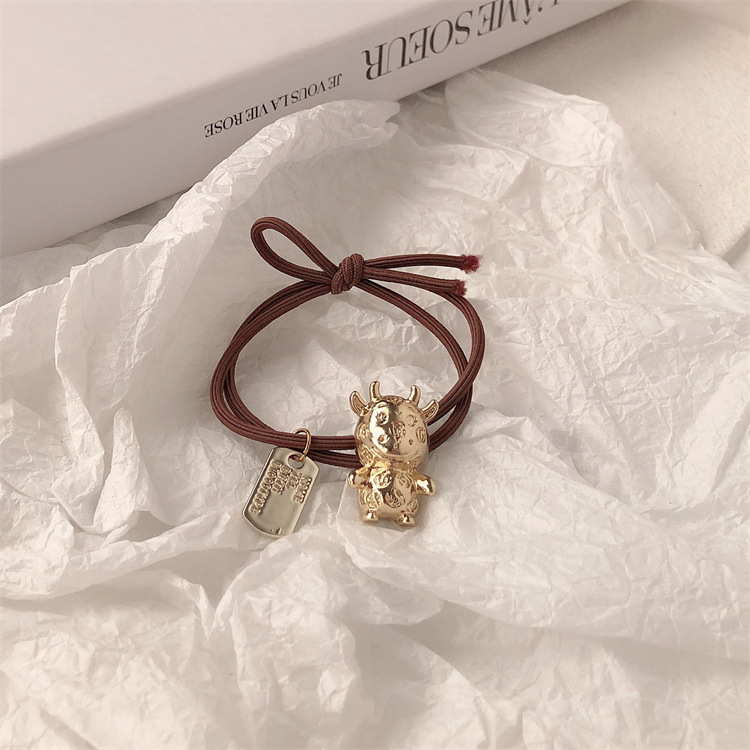 Hermoso retro aleación cabeza cuerda red simple moda de alta elasticidad base anillo de cabello popular cabello de cola de caballo mujer