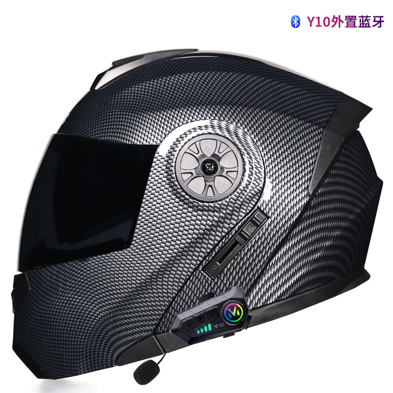Orz casco no motocicleta casco completo hombres y mujeres de doble lente coche eléctrico Bluetooth expuesto medio casco Otoño e Invierno casco Four Seasons