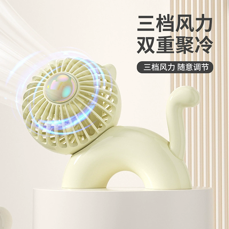 Cute table handheld small air fan for elementary school students, new collection, kitten, wholesale