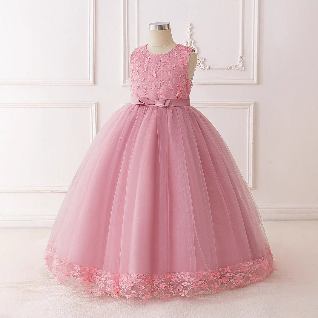 Nuevo vestido para niños, vestido de princesa, vestido de flores lindo, vestido de tutú, niña de las flores, vestido de fiesta, vestido de noche
