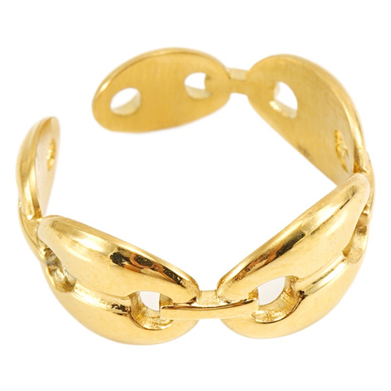 Nuevo europeo y americano nariz de cerdo granos de café ABIERTO abierto titanio anillo de acero hembra 18K Acero inoxidable simple ins anillo femenino